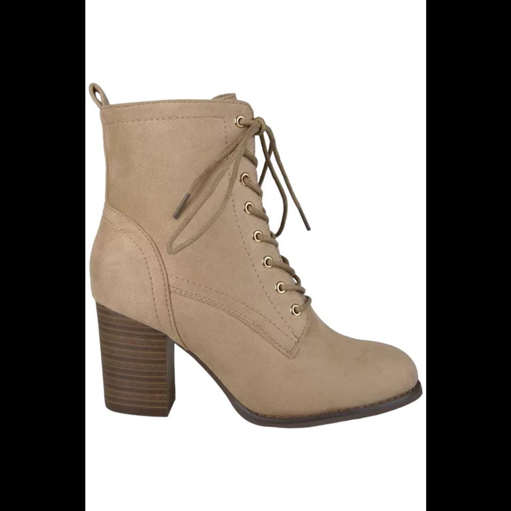 Journee Collection Women's Baylor Heel Booties Taupe - Medium - Picture 2 of 3